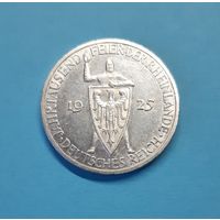Германия. 3 марки. 1925 год. Веймар. Тысячелетие Рейнланда. Серебро