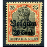 Немецкая оккупация Бельгии - 1916/18г. - германия, надп 25 с на 20 с - 1 марка - MLH [Mi 18]. #2-Be-52-B-2