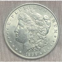 Монета 1 доллар 1896 год. США. Доллар Моргана. Монетный двор Филадельфия.
