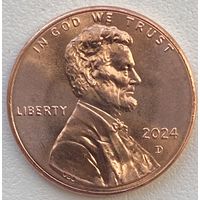 США 1 цент 2024 г. D