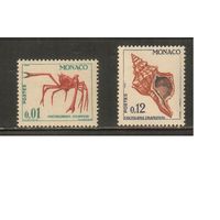 Монако-1964(Мих.773,776) , ** , Морская Фауна,  Крабы, Раковины