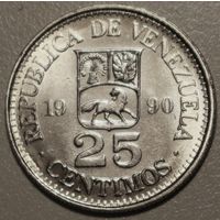 Венесуэла 25 сентимо 1990 год