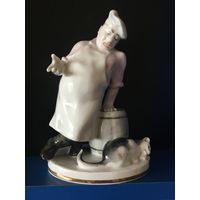 Статуэтка Повар и кот, фарфор ЛФЗ