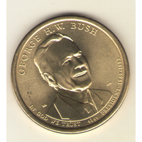 1 доллар 2020 г. 41-й президент Джордж Буш (1989-1993), "D"