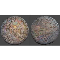 Нидерланды Испанские, 1/4 патагона/ 1/4 Patagon без указания года (1612-1620 гг.), провинция FLANDERS, Ag 875/ 7,03 г, сост. VF, Альберт и Елизавета