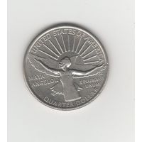Квотер (25 центов США) "Выдающиеся женщины Америки. Майя Анжелу" 2022 D Лот 8305