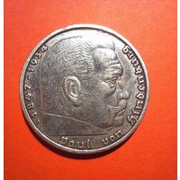 5 марок Гинденбург 1936 г. Германия. А.