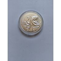 Барбадос 1 доллар 2021 Осьминог 1 oz