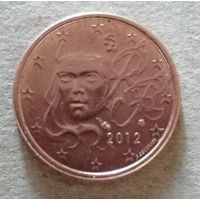 Франция 1 евроцент, 2012 г., KM# 1282