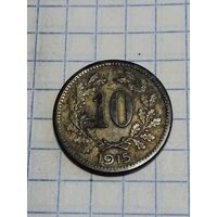 10 геллеров 1915 г. Старт с 2-х рублей. Смотрите другие лоты, много интересного.