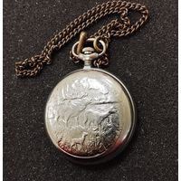 Часы карманные Молния (Охота, Олени), механические. СССР