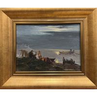 Казакевич Н.К. Заслуженный художник. "На озере Нарочь", 1963г. Холст, масло на картоне. Размер с рамой 49х40 см.