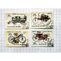 КНДР 1985. История автомобилизма. 4 марки из серии. Гаш.