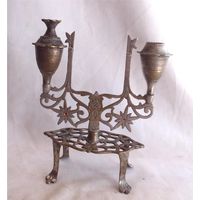 Флакон двойной на подставке Парфюм Духи Аромамасло Бронза Серебрение 19-й век