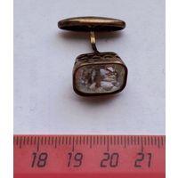 Антикварная Запонка СССР Горный Хрусталь.Серебро 875.В Позолоте