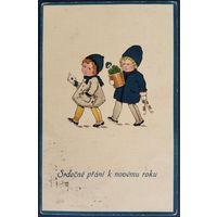 Новогодняя открытка. Чехословакия. 1924 г.