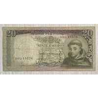 Банкнота 20 эскудо 1964 год. Португалия. Портрет Святого Антония