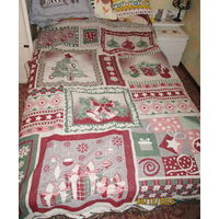 Плед новогодний. Лен.Хлопок