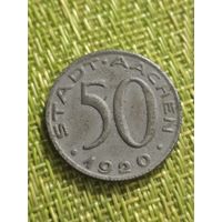 Аахен 50 пфеннигов 1920 г. (Тип 2 верхняя , встречается реже )