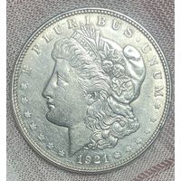Монета 1 доллар 1921 год. США. Доллар Моргана. Монетный двор Филадельфия