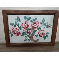 СТАРАЯ ВЫШИВКА В РАМЕ.