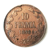 10 пенни 1898 года. Редкая. R по Биткину. XF.