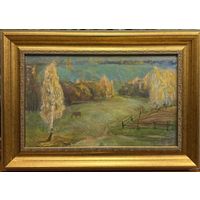 Борозна Л.Т "Пейзаж". Картон, масло. Размер с рамой 64х45 см.