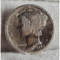 1 дайм (10 центов) 1942 года, США, серебро