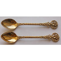 Пара кофейных ложечек 916 литьё позолота
