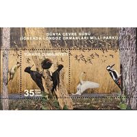 Марки Турция 2025 фауна Дятел Утки Лебеди блок   MNH