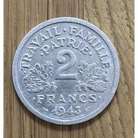 Монета Франции 2 Франка 1943 г.