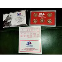 США 2005 Набор серебряных квотеров Silver Proof Set Сертификат оригинальная упаковка серебро .900 проба