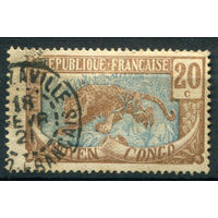 Французские колонии - Среднее Конго - 1907г. - леопард, 20 с - 1 марка - гашёная [Mi 7]. #4-W1-129-A-1