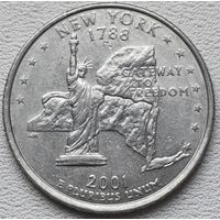 США 25 центов (квотер) 2001 D New York