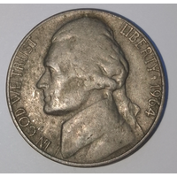 США 5 центов (cents) 1964 "Jefferson Nickel (Джефферсон)" "D"