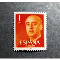 Марка Испания 1955 год. Генерал Франко