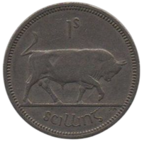 РЕСПУБЛИКА ИРЛАНДИЯ. 1 ШИЛЛИНГ 1963. ФАУНА. БЫК. НЕЧАСТАЯ