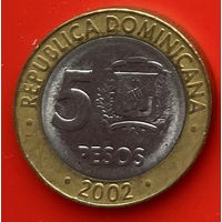 34-08 Доминиканская Республика 5 песо 2002 г.