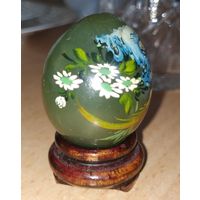 Яйцо/миниатюра, натуральный камень нефрит, роспись 3,7х3 см