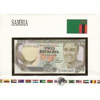 Замбия 2 квача 1989 (UNC, банкнота в конверте)