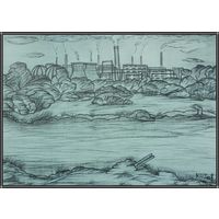 Индустриальный пейзаж, смешанная техника, бумага 2008, Котов Олег