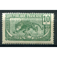 Французские колонии - Среднее Конго - 1922г. - леопард, 10 с - 1 марка - MH [Mi 21]. #4-W1-129-A-1