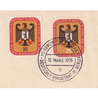 23.ETB. Германия. Западный Берлин. 1956 г. Федеральный совет Германии в Берлине. Лист первого дня гашения. (10000 экз.). Mi.#136/137/ETB(3).