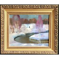 Зимняя Беларусь, 1983г. Х/М на картоне. 44,5х38 см.