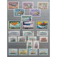Марки, корабли, техника, вертолеты. Сборный лот.