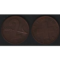 Швейцария km47 2 раппен 1958 год (B) (2