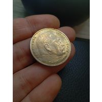 5 марок 1935 (А-Берлин). Золотистая патина. Серебро 0,900. С рубля,без мц!