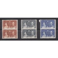 133.BrKS. Великобритания. Колонии.  Золотой Берег. Коронация Георга VI и Елизаветы. 1937 г. Полная серия. Пары. Mi.##102-104. MNH.