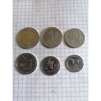 Монеты Грузии 6 шт., одним лотом. Старт с 2-х рублей. Смотрите другие лоты, много интересного.