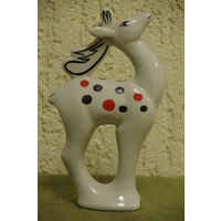 Статуэтка фарфоровая  " Олень "   ( Гжель 50- е )   17,5 см